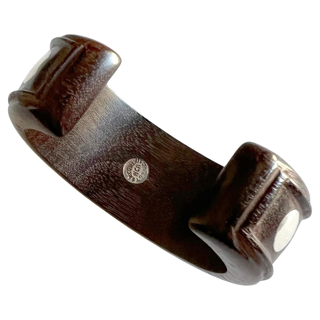Mexican Modernist Rosewood with Sterling Silver Inlay Cuff Bracelet - 5