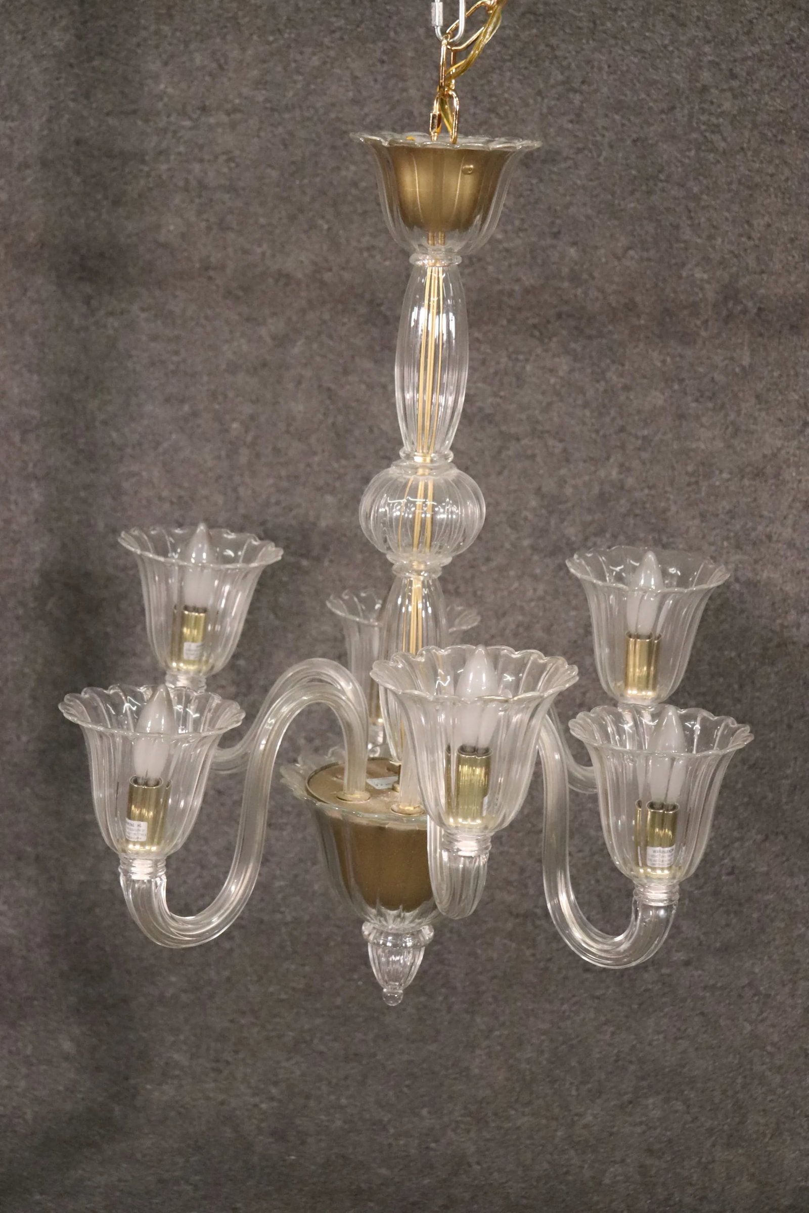 6-Arm Italian Murano Glass Chandelier - 2