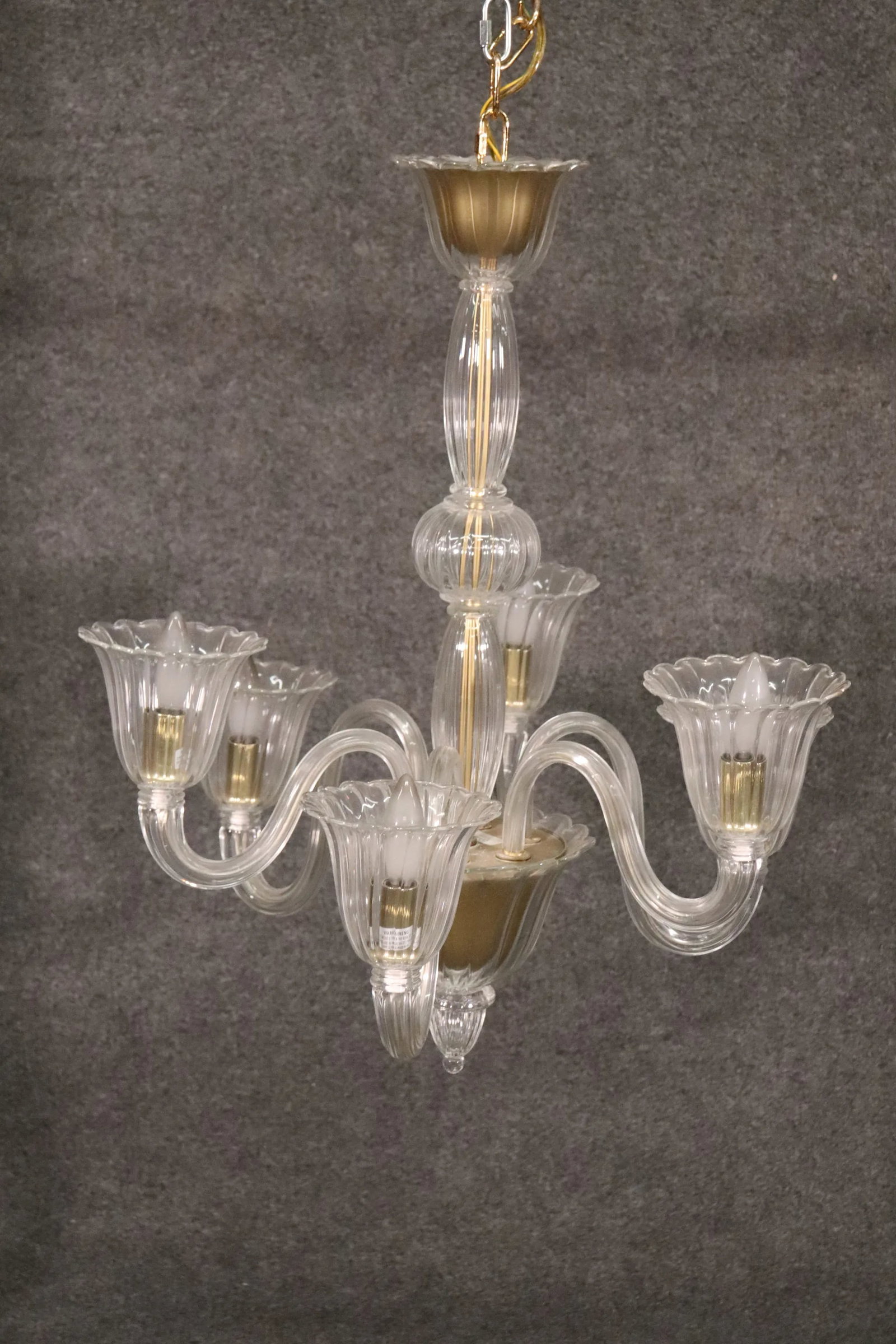 6-Arm Italian Murano Glass Chandelier - 9
