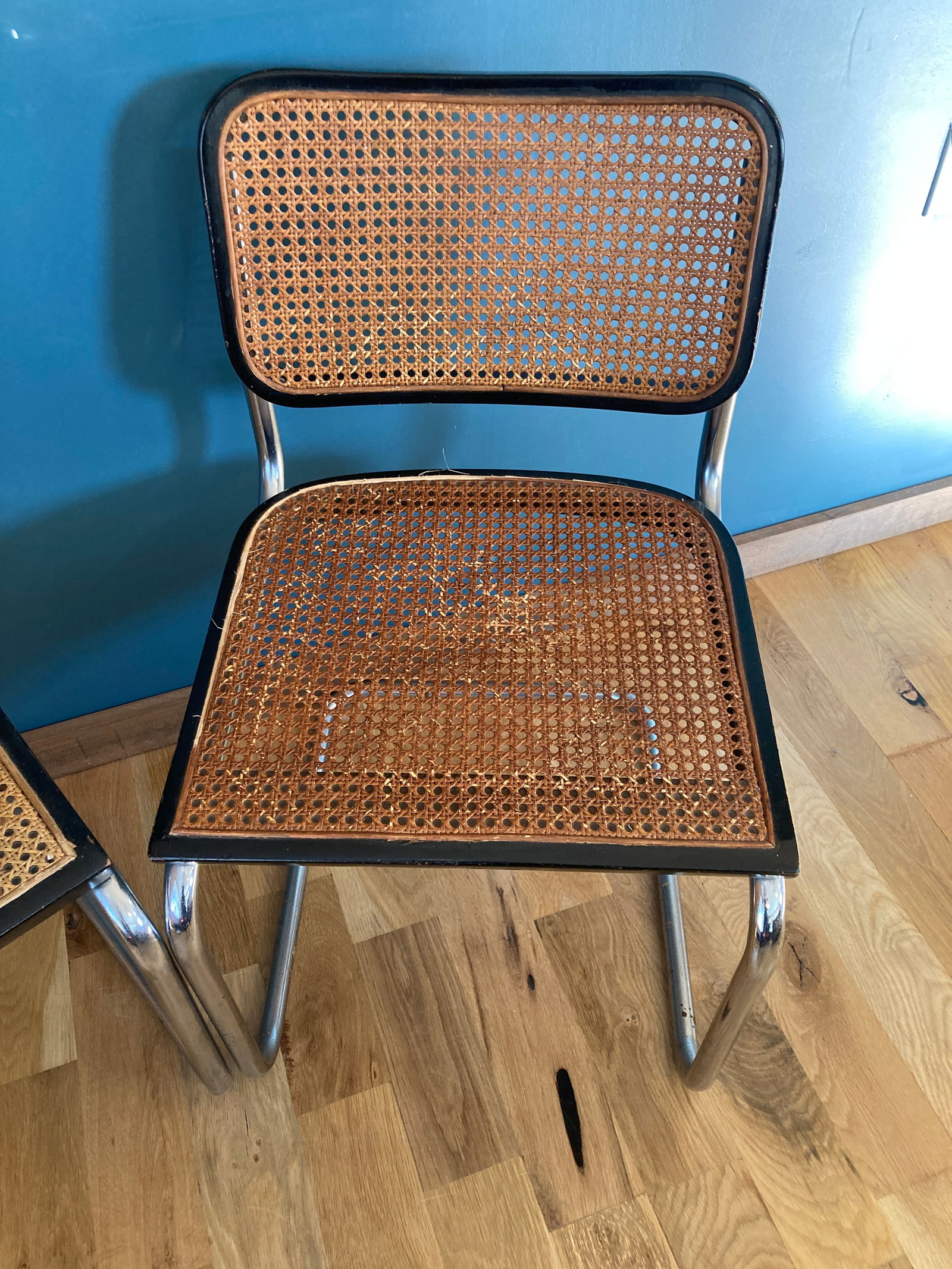 Pair of Mid 20th Century Chrome & Cane Thonet Style Dining Chairs - 2