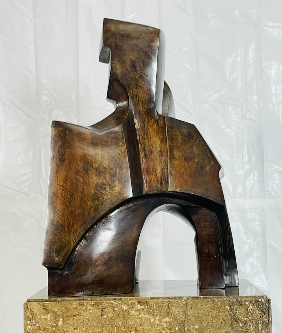 â€œDuoâ€ Artist Proof Bronze Sculpture by Victor Salmones, Mexico, - 9