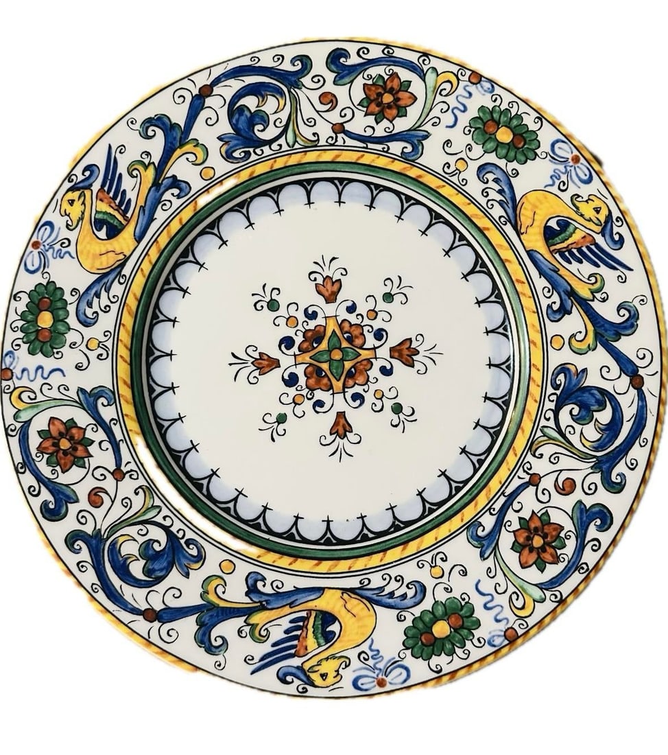 Colorful Hand Painted Porcelain Set of Plates & Bowls Made in Portugal - Set of 8 - 2