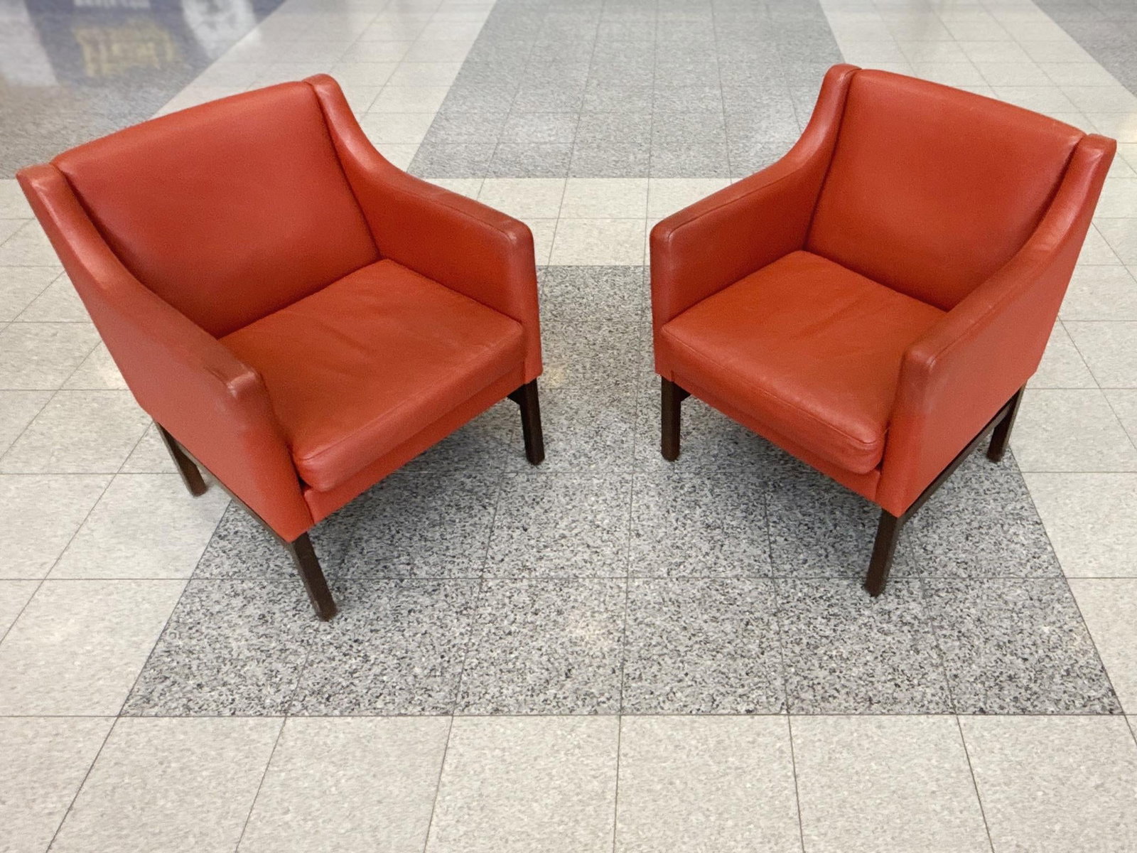 Danish Modern Leather & Beech Lounge Chairs in the Style of BÃ¸rge Mogensen - A Pair - 2