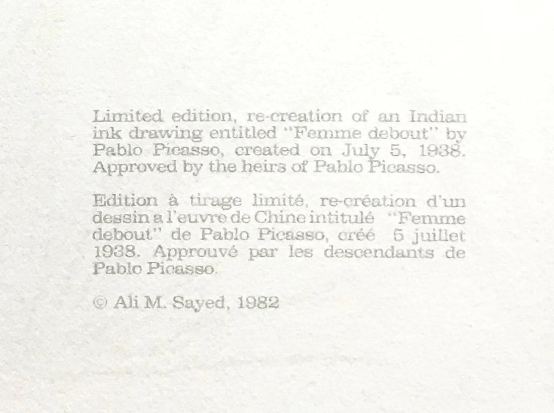 Femme Debout 1980s Pablo Picasso Estate Lithograph - 3