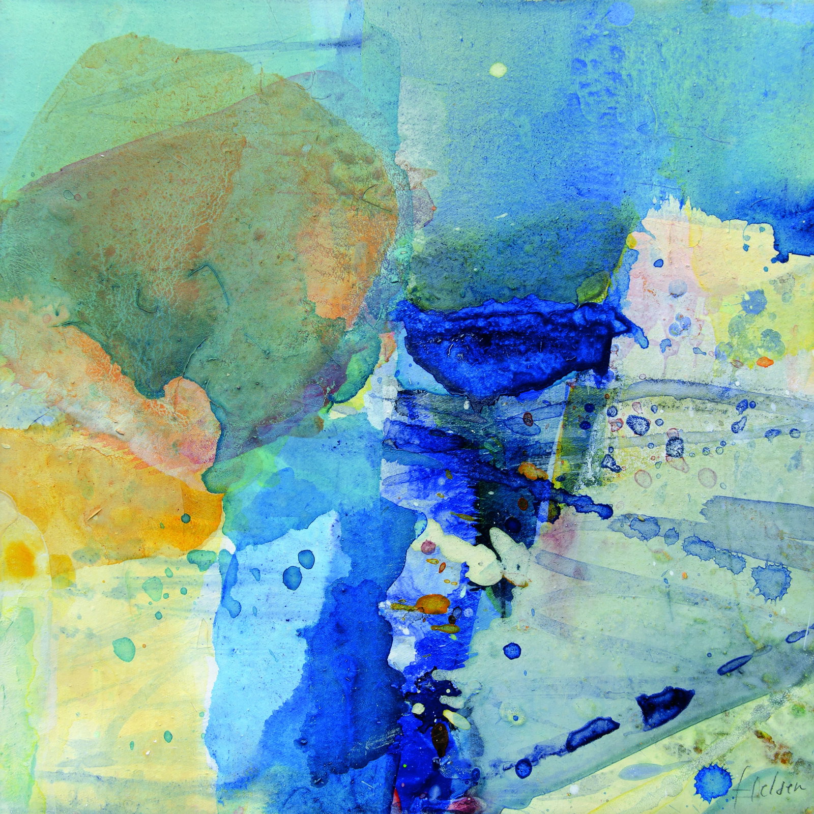 Contemporary Abstract Acrylic on Canvas "Cliffs" by Greet Helsen - 4