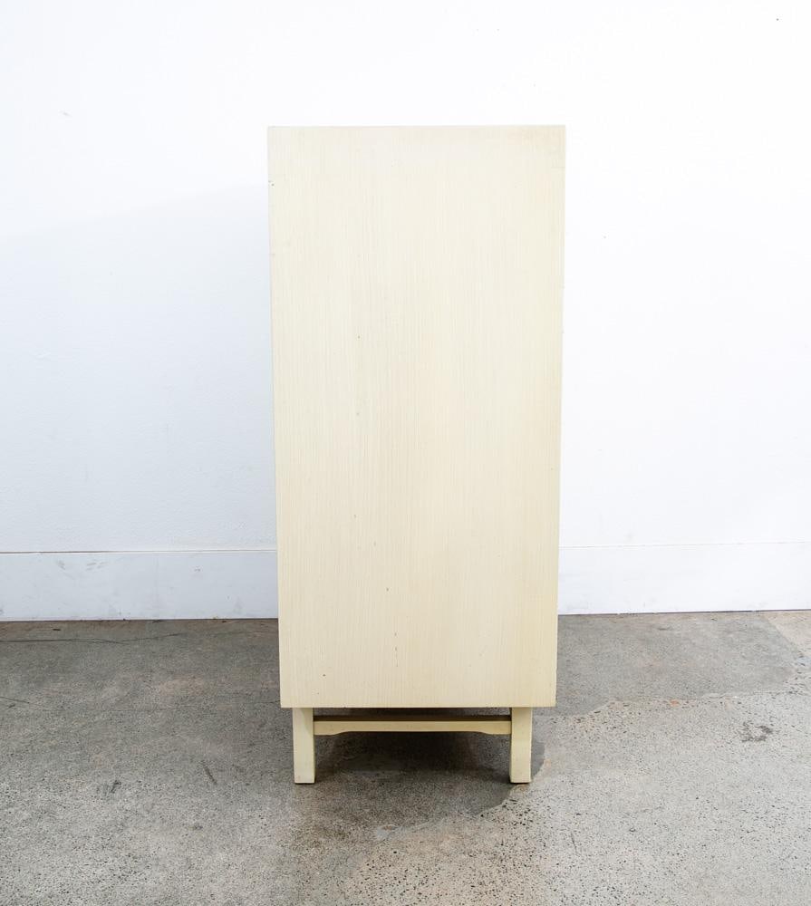 1960s Mid Century Modern Dresser Highboy 6 Drawer White American Kalpe Trim - 3