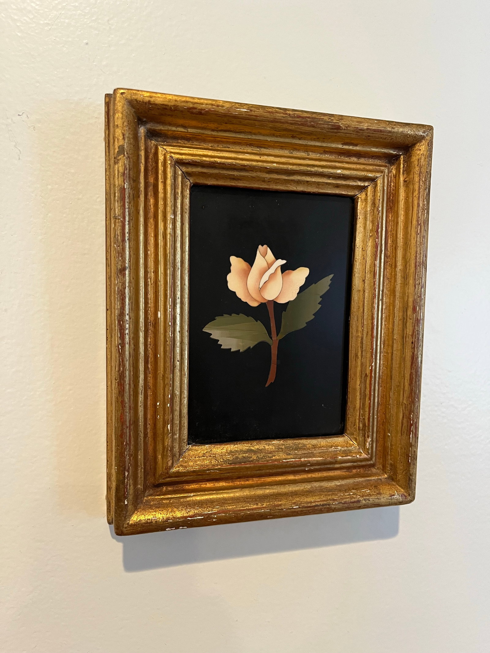 Vintage G. Ugolini Italian Pietra Dura Miniature Flower Botanical Gilt Frame - 2