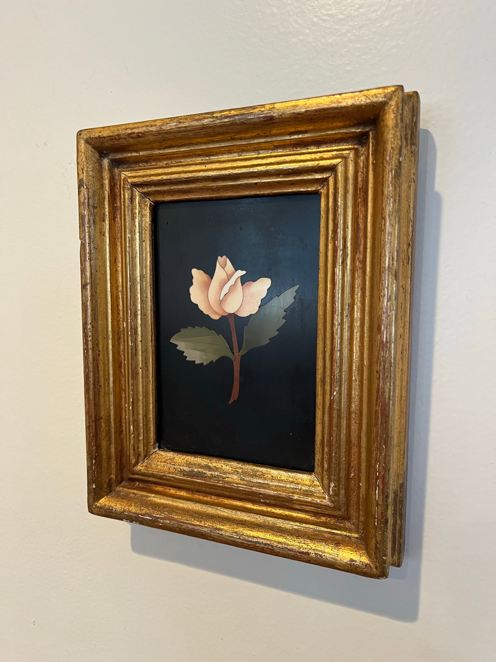 Vintage G. Ugolini Italian Pietra Dura Miniature Flower Botanical Gilt Frame - 3