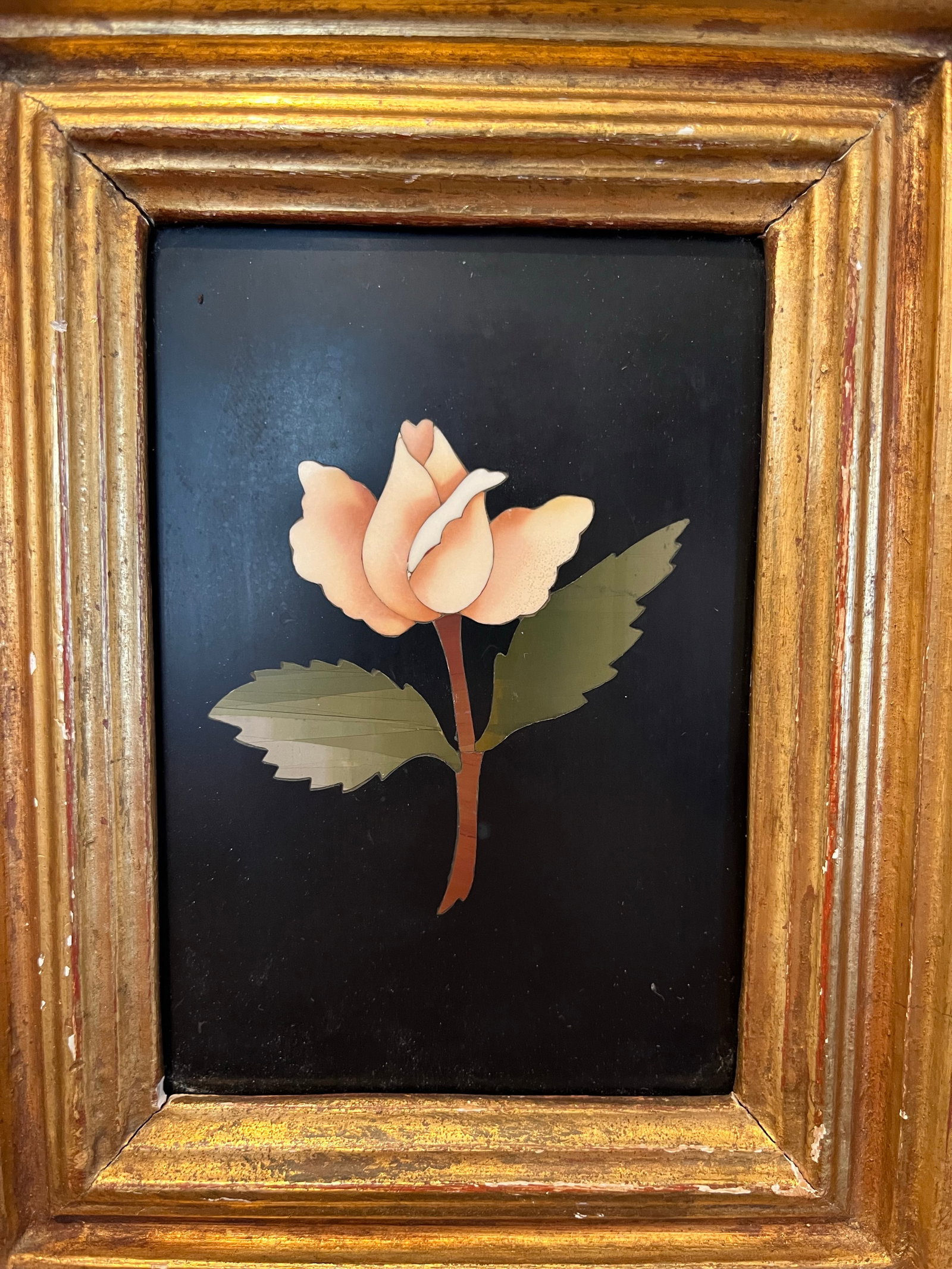 Vintage G. Ugolini Italian Pietra Dura Miniature Flower Botanical Gilt Frame - 4