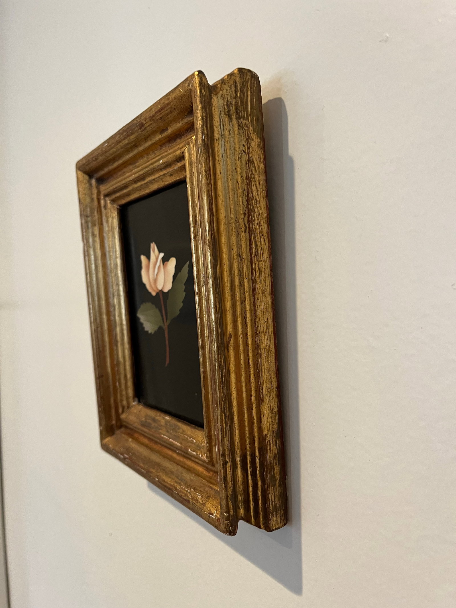 Vintage G. Ugolini Italian Pietra Dura Miniature Flower Botanical Gilt Frame - 5
