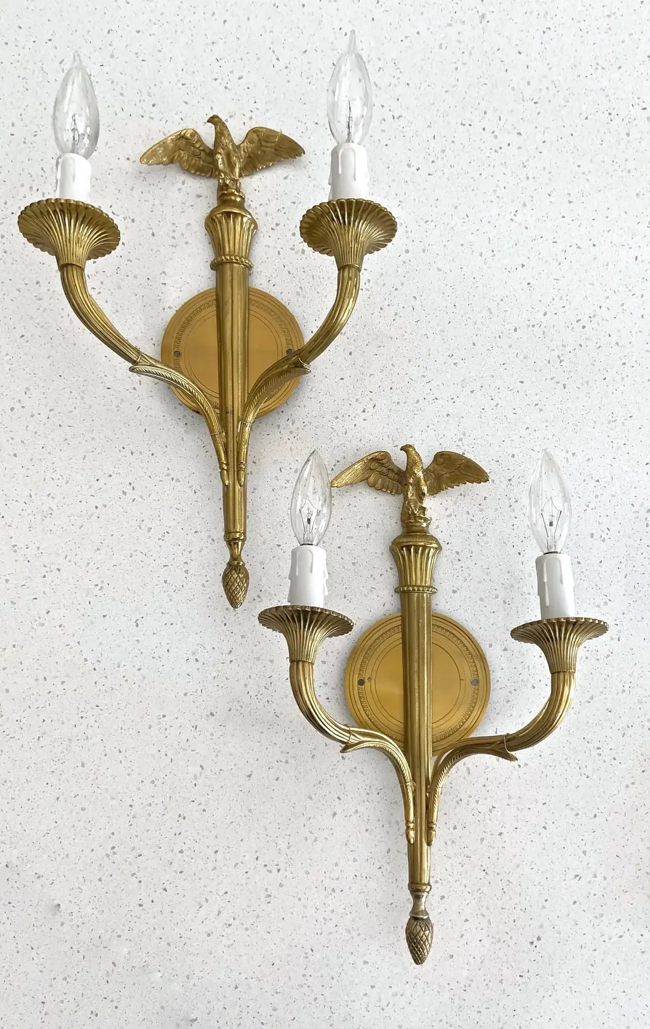 1960s French Gilt Bronze Eagle Wall Sconces - a Pair - 2