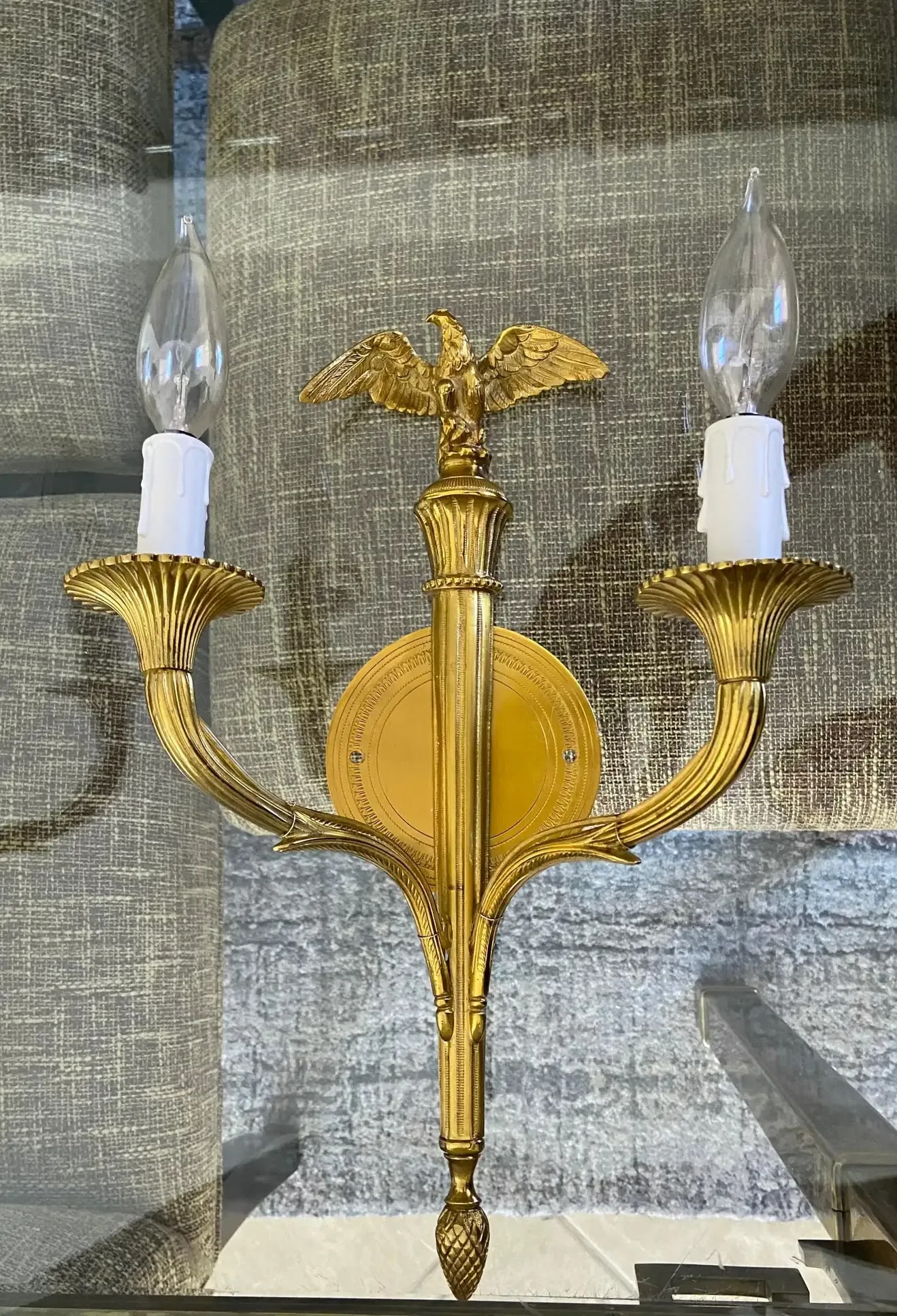 1960s French Gilt Bronze Eagle Wall Sconces - a Pair - 7