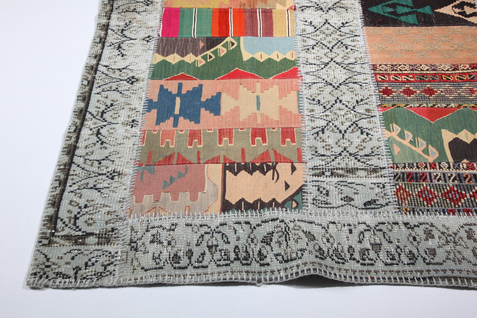 Artisan Vintage Patchwork Rug Crafted From Handwoven Rugs and Kilims - 6' 8'' X 8' 5'' - 7
