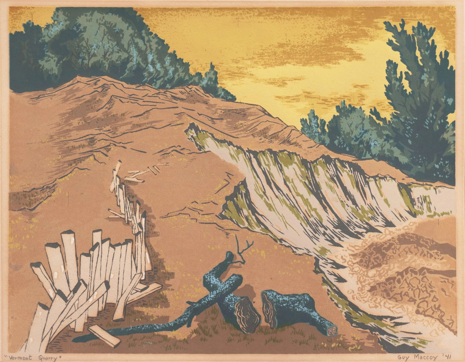 Vermont Quarry' by Guy Maccoy, 1941, Kansas City Art Institute, New York, Art Students League, Work - 2