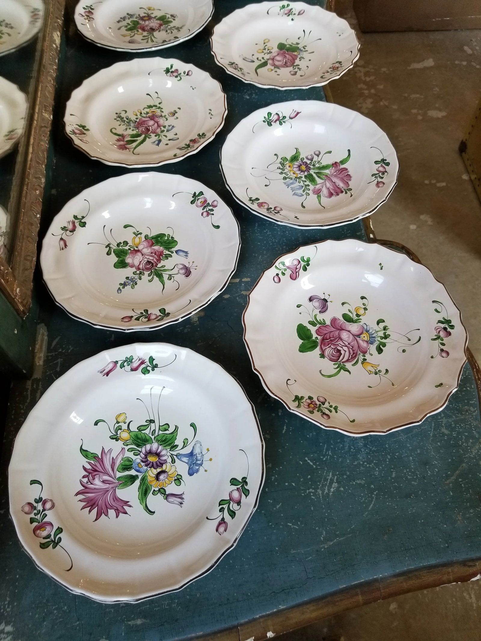 French Faience Luneville Plates Set of Eight - 3
