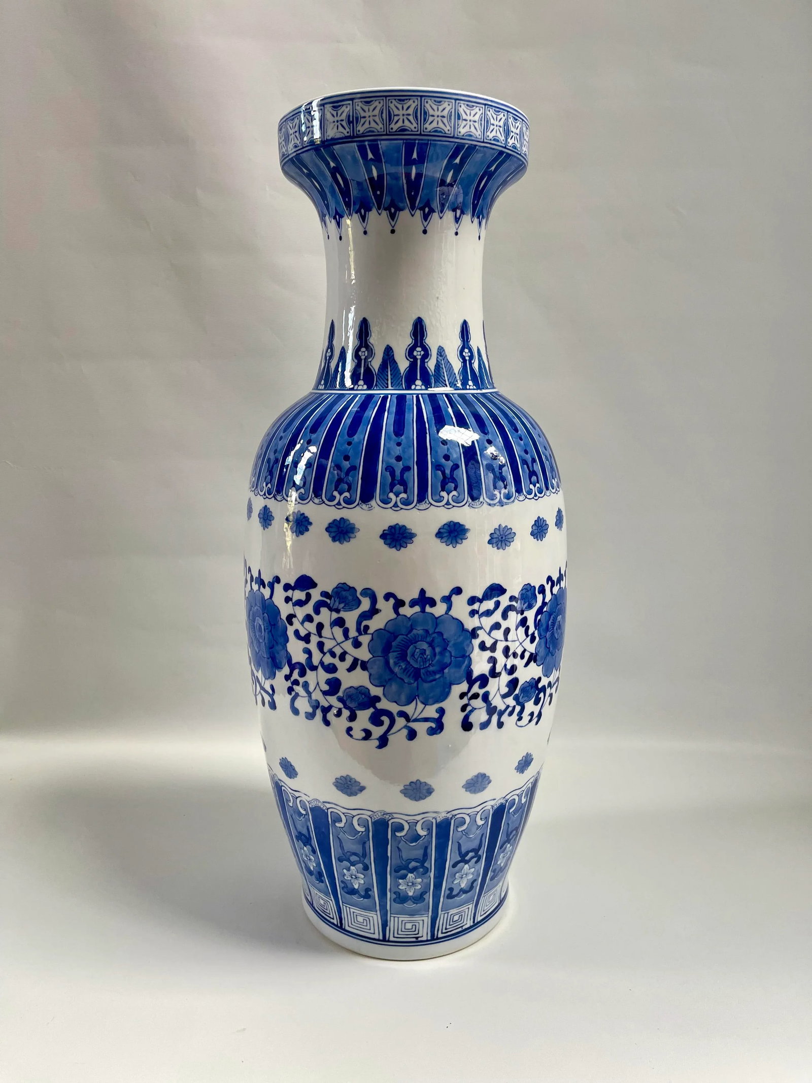 Monumental Chinese Blue & White Porcelain Vase - 2