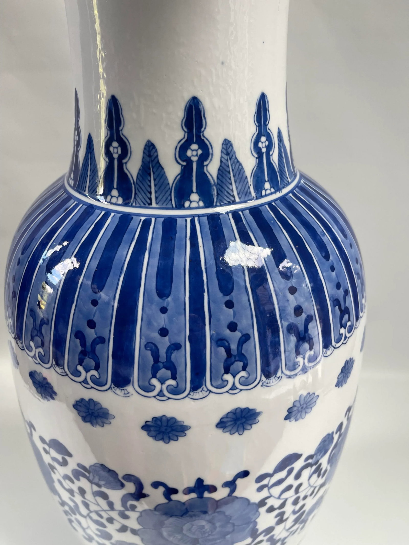 Monumental Chinese Blue & White Porcelain Vase - 3