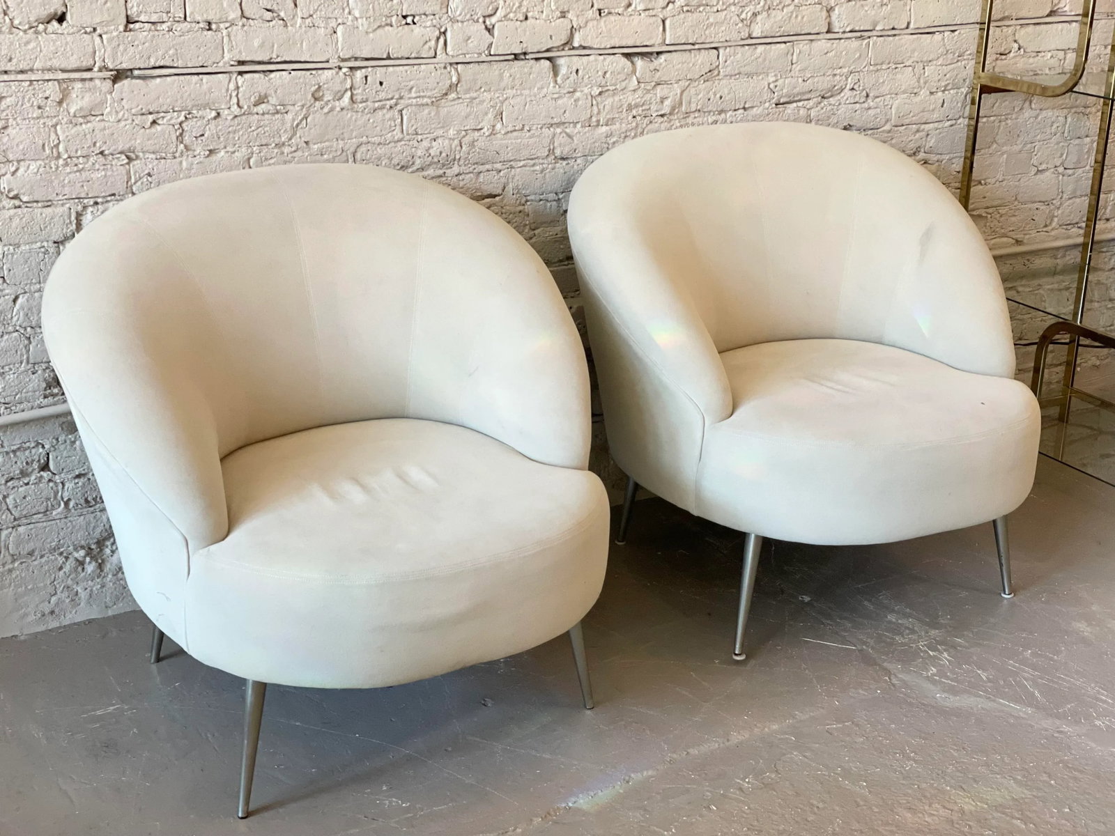 1980's Vintage Oversized Postmodern Directional Lounge Chairs - A Pair - 2