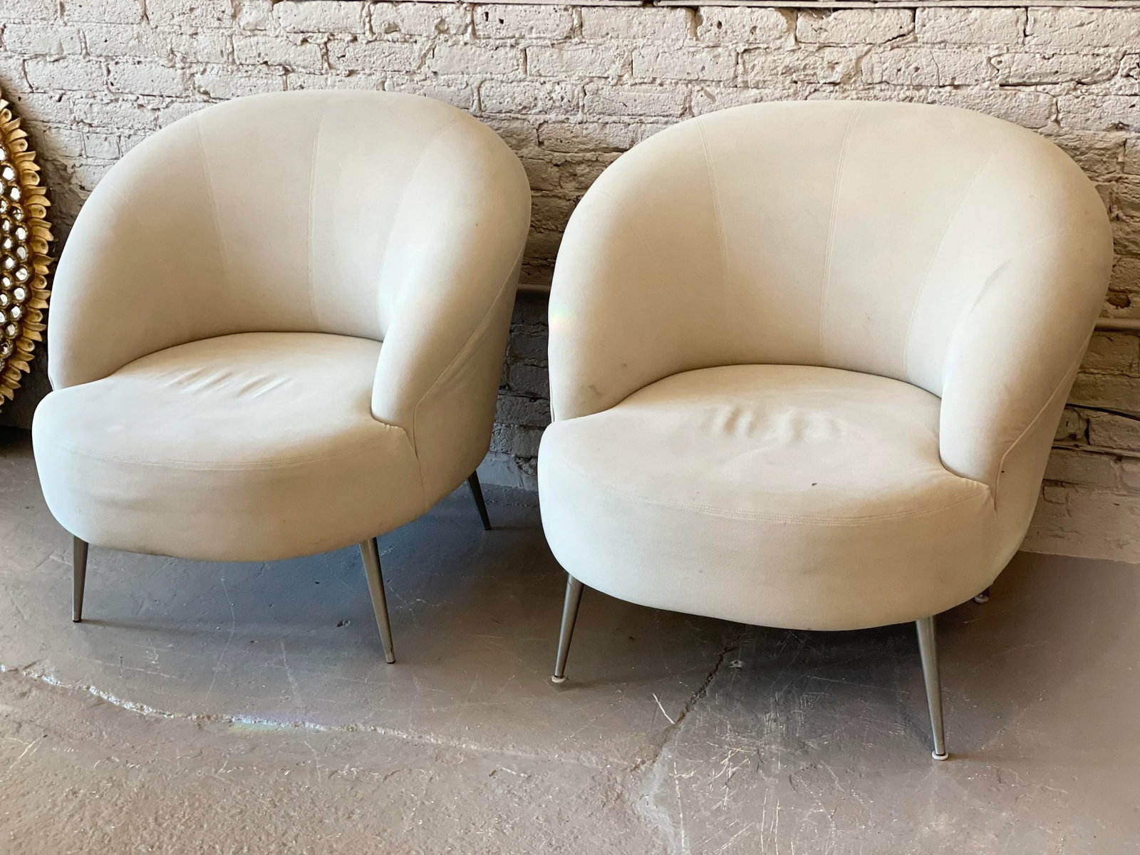 1980's Vintage Oversized Postmodern Directional Lounge Chairs - A Pair - 3
