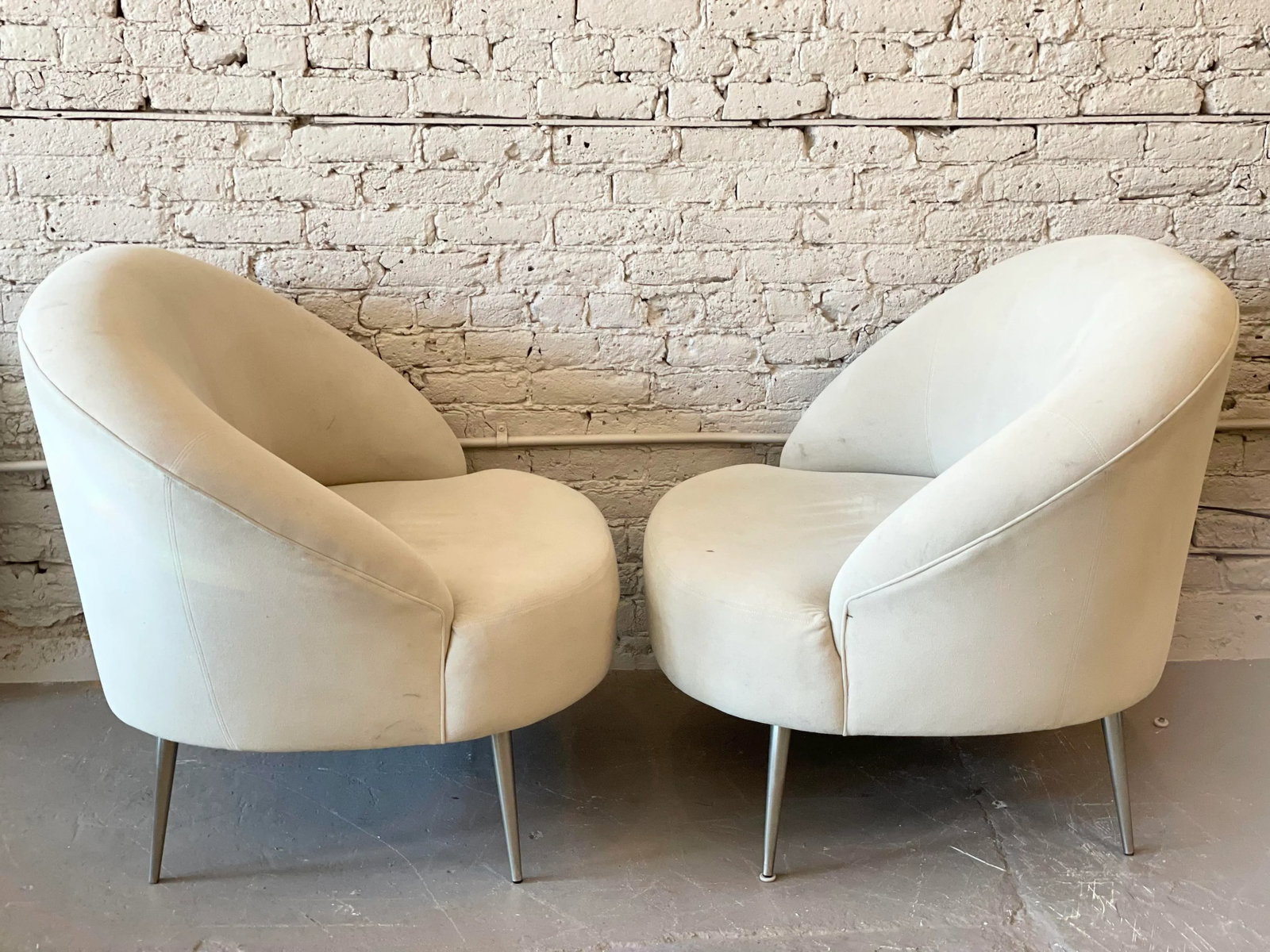 1980's Vintage Oversized Postmodern Directional Lounge Chairs - A Pair - 4