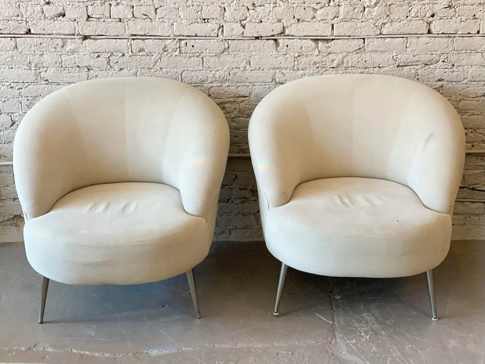 1980's Vintage Oversized Postmodern Directional Lounge Chairs - A Pair - 5
