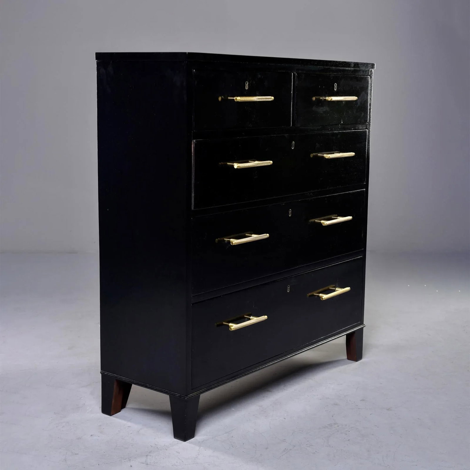 English Ebonised Chest of Drawers With Brass Hardware - 2