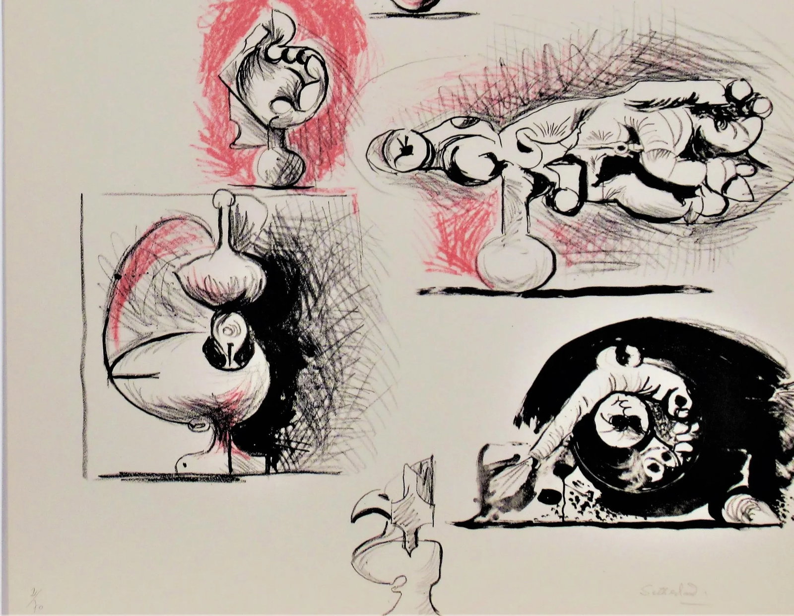 Graham Sutherland, "Sheet of Studies" from the suite "Bestiary and some Correspondences", 1968 - 2