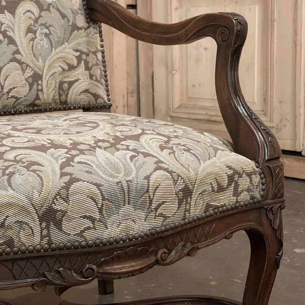 Pair Antique French Louis XV Armchairs With Tapestry Upholstery - 3