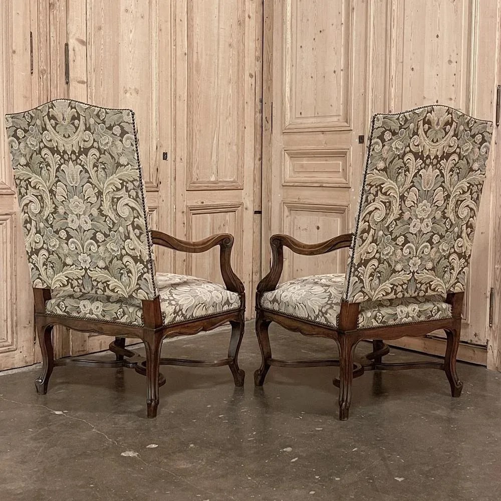 Pair Antique French Louis XV Armchairs With Tapestry Upholstery - 5