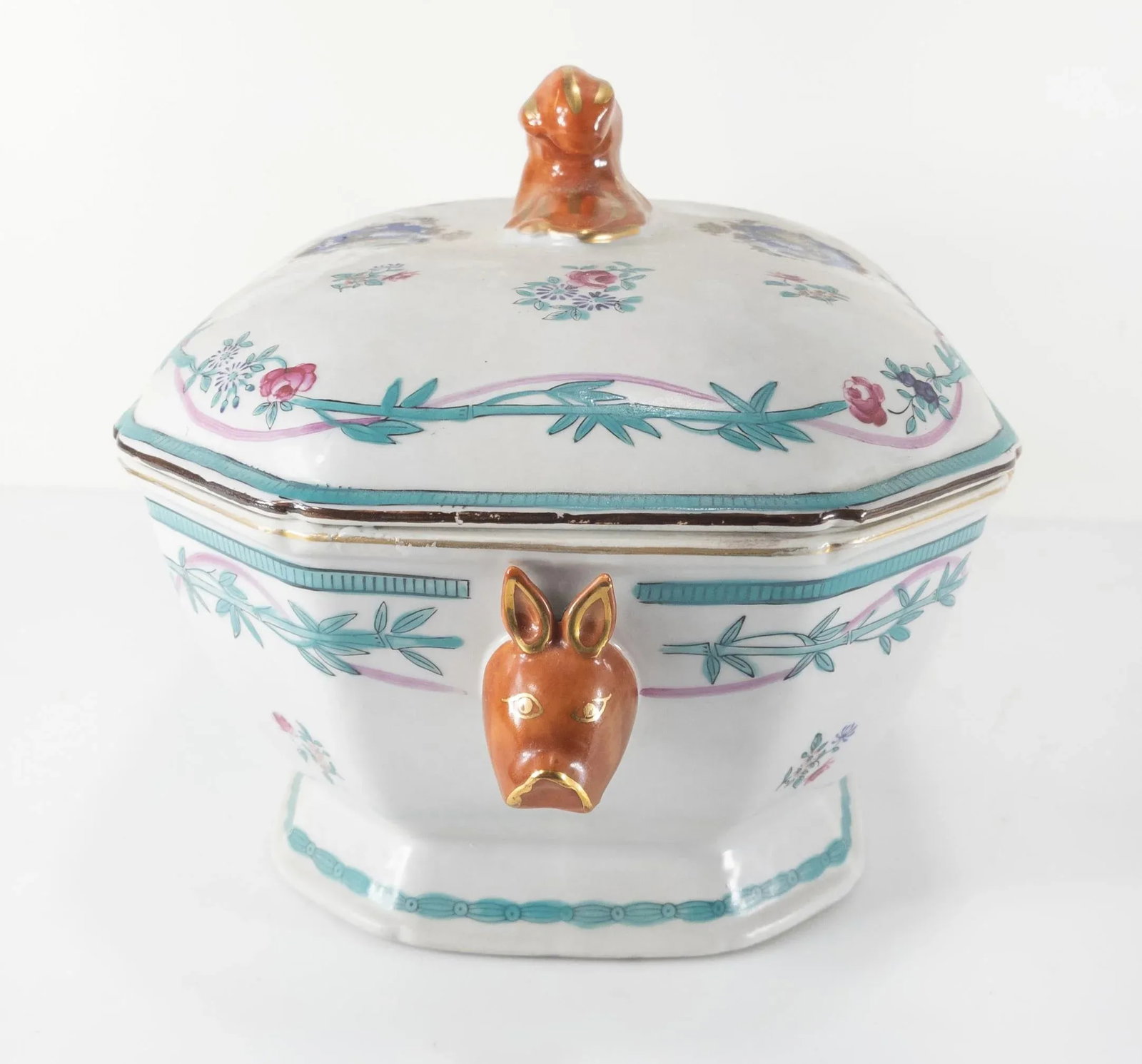 Contemporary Chinoiserie Chinese Export Famille Rose Tureen - 3