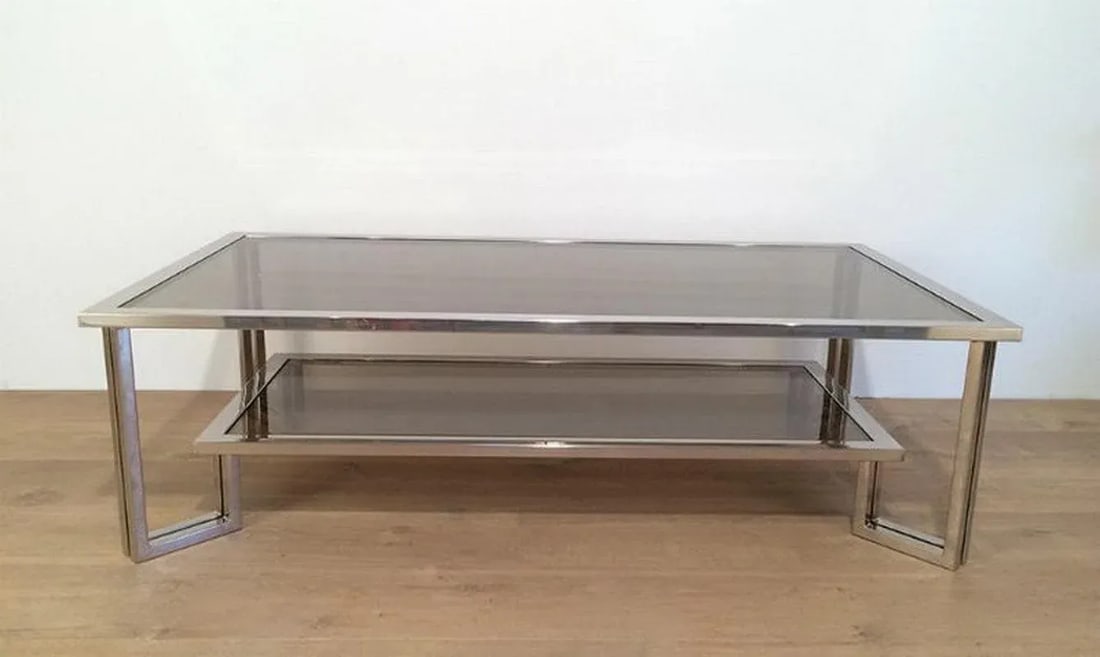 1970s Vintage Chrome Design Coffee Table - 2