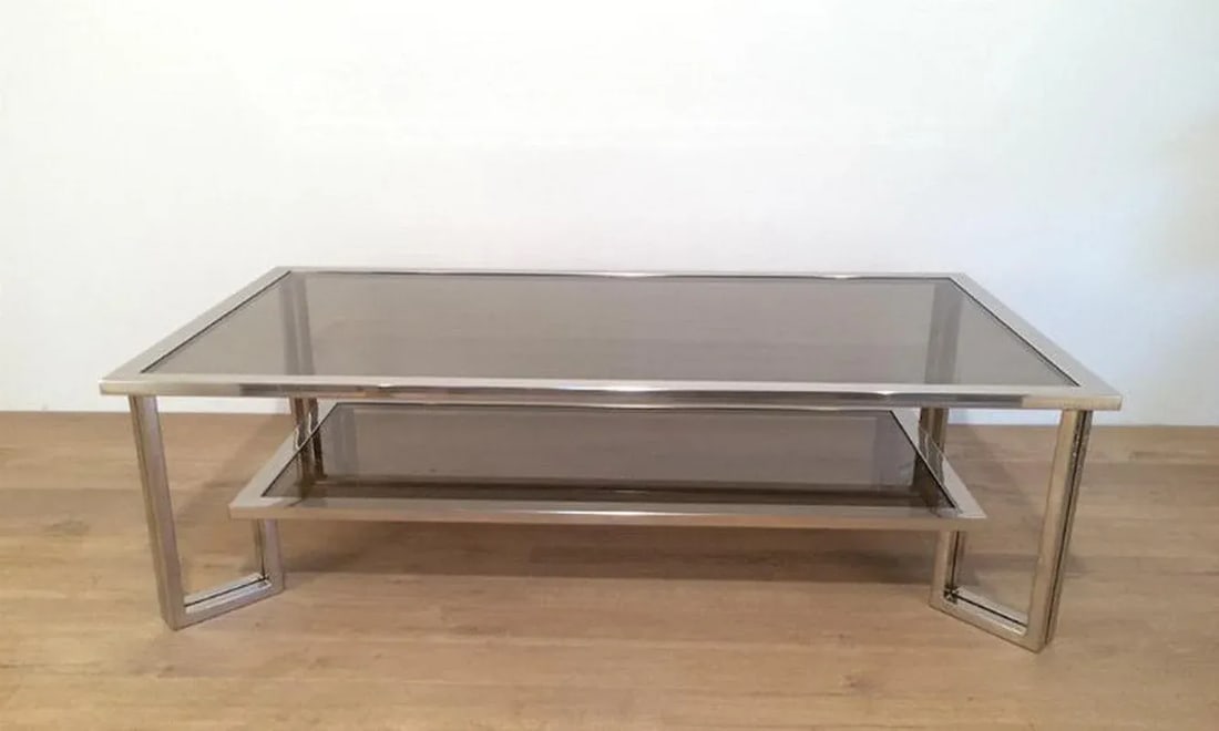 1970s Vintage Chrome Design Coffee Table - 3