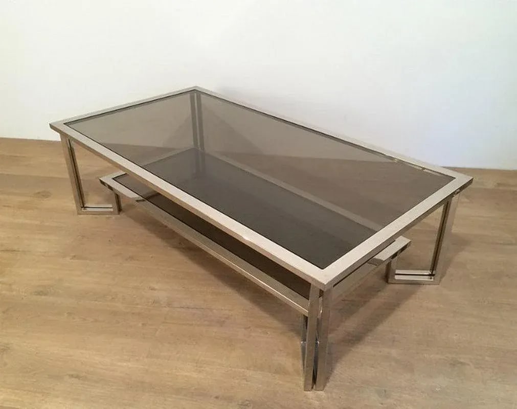 1970s Vintage Chrome Design Coffee Table - 5
