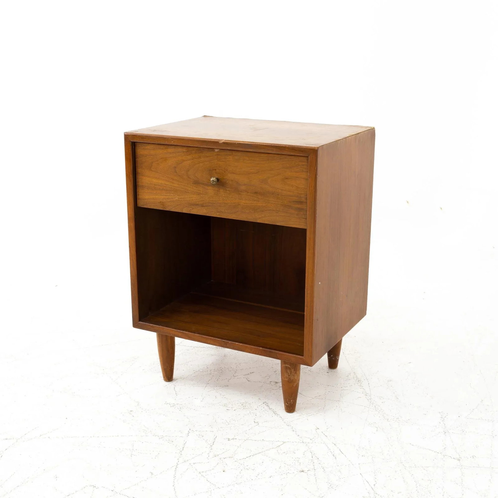 Glenn of California Style Mid Century Single Drawer Walnut Nightstand - 3