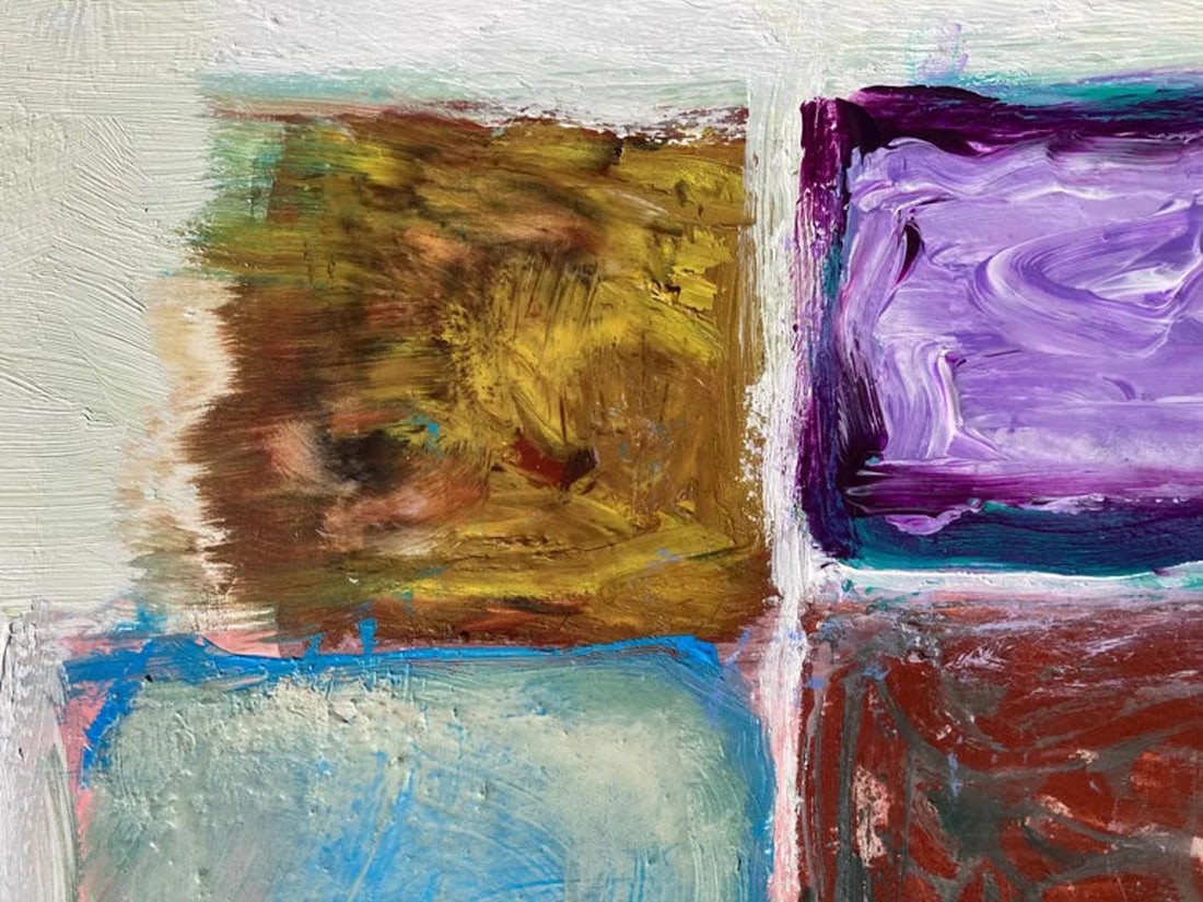 Gridish #27 Contemporary Abstract Mixed-Media Painting by G. Campbell Lyman, Framed - 2