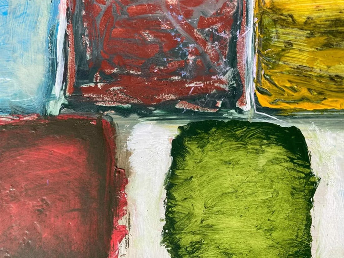 Gridish #27 Contemporary Abstract Mixed-Media Painting by G. Campbell Lyman, Framed - 3