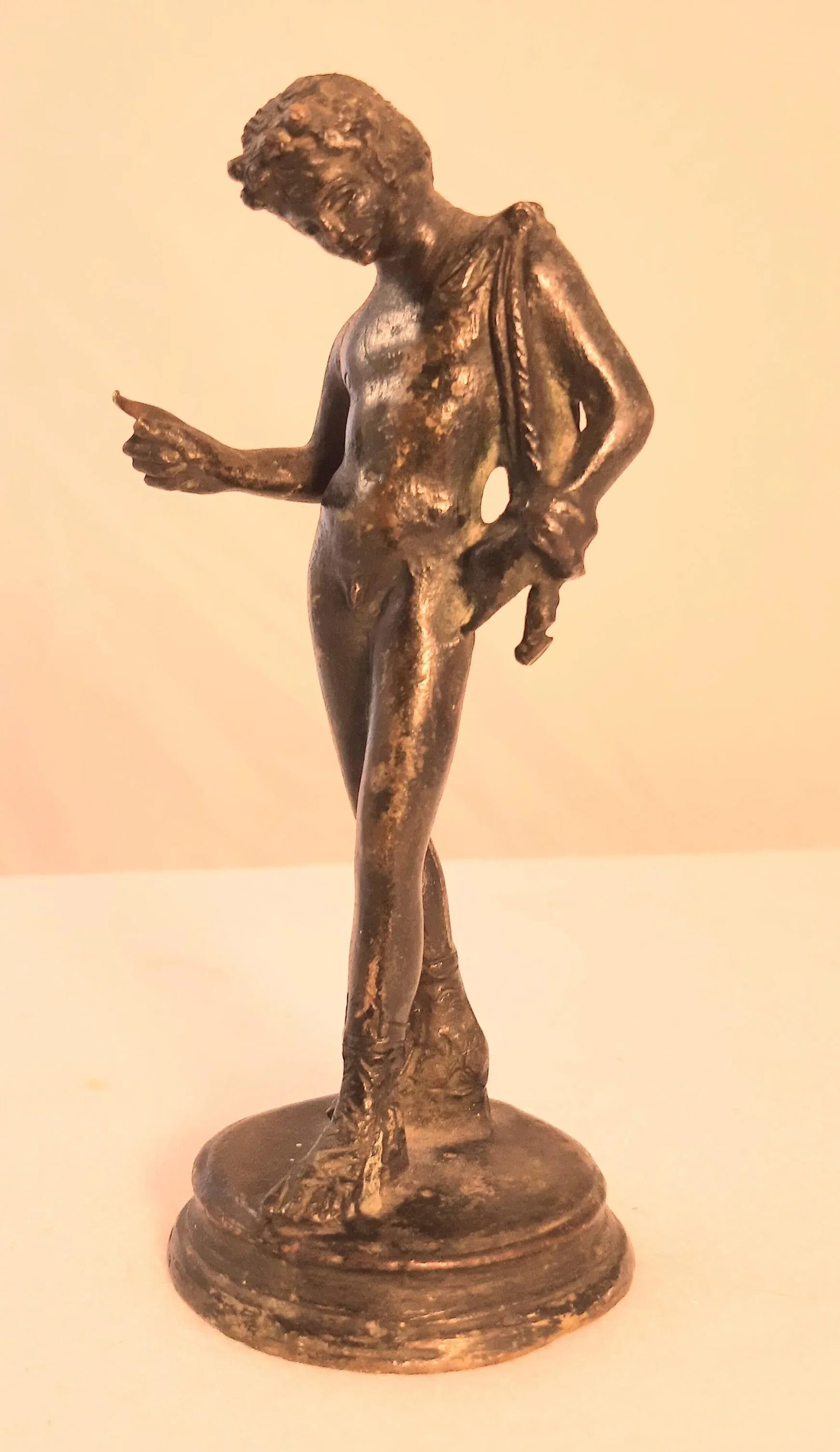 Vintage Bronzed Metal Nude Sculpture Man Male Figurine - 2
