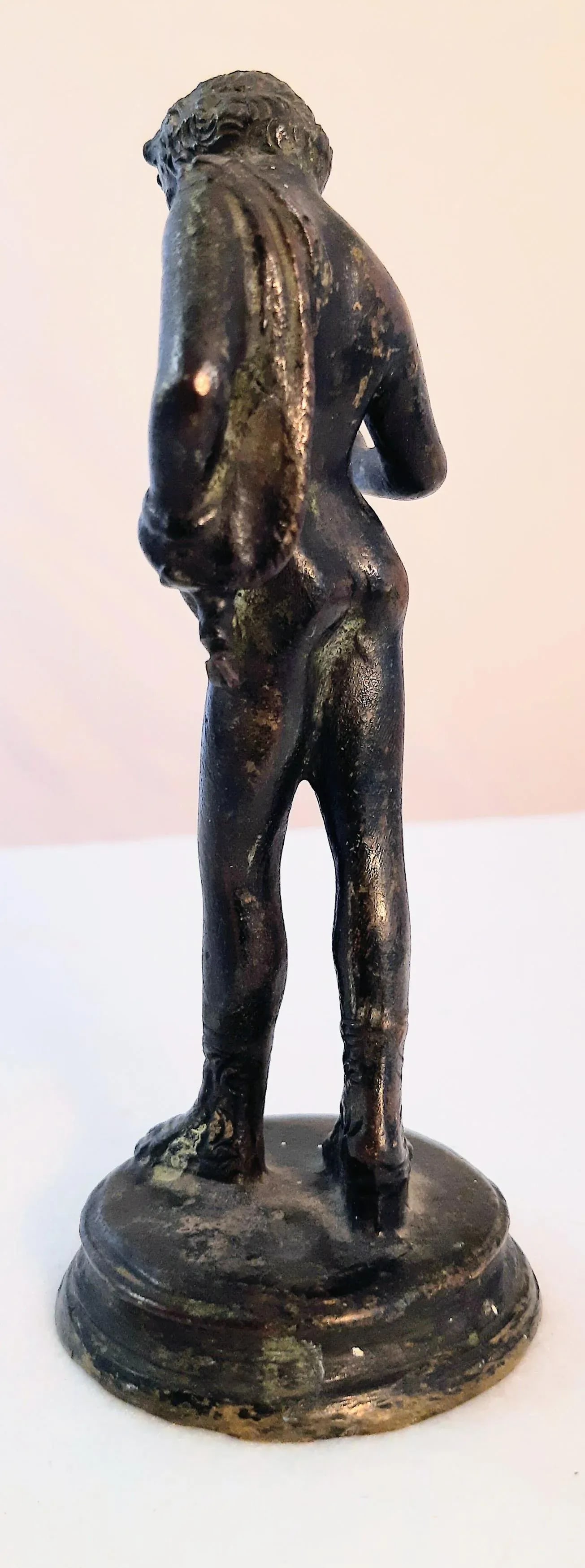 Vintage Bronzed Metal Nude Sculpture Man Male Figurine - 3