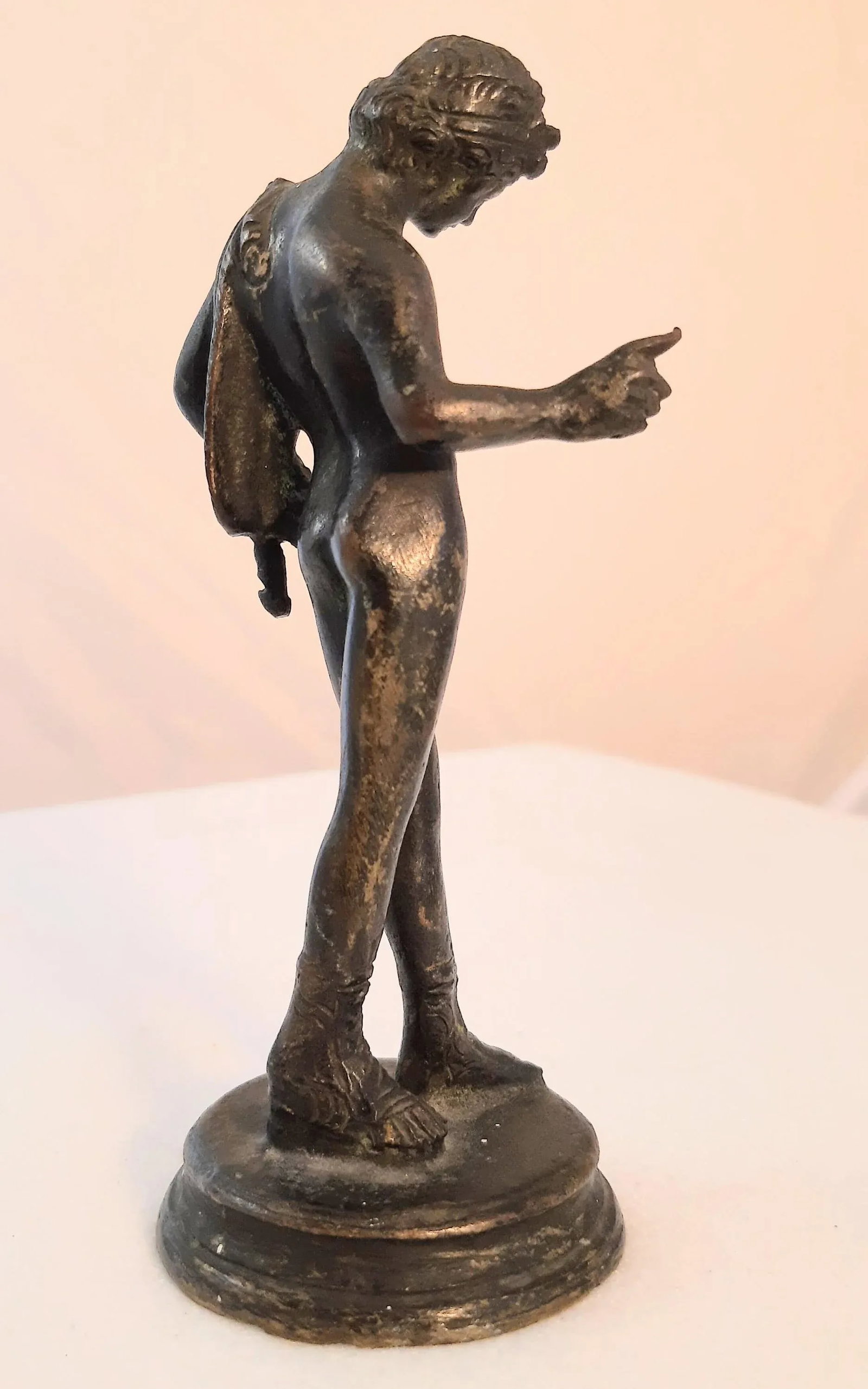 Vintage Bronzed Metal Nude Sculpture Man Male Figurine - 4