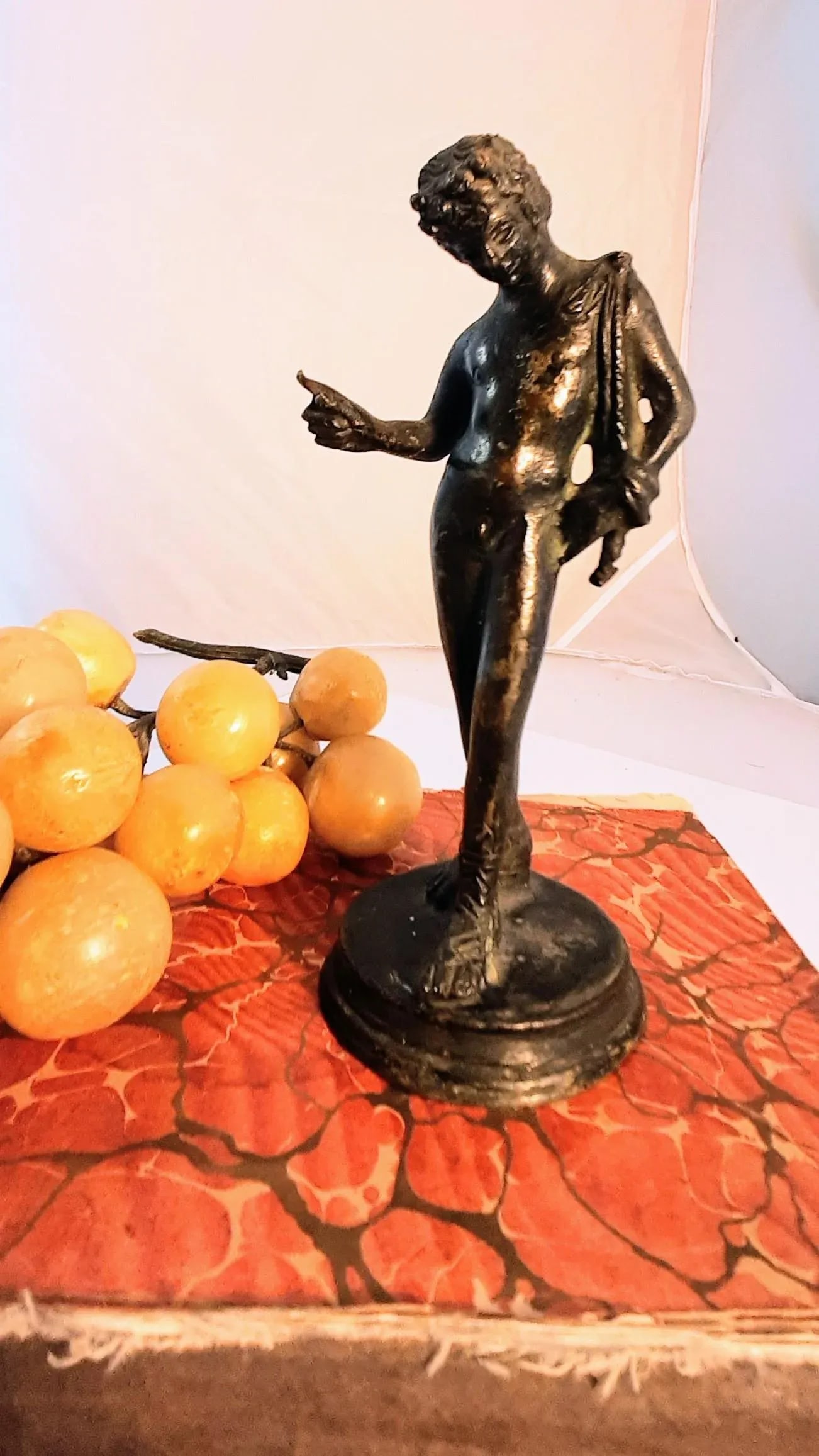 Vintage Bronzed Metal Nude Sculpture Man Male Figurine - 7