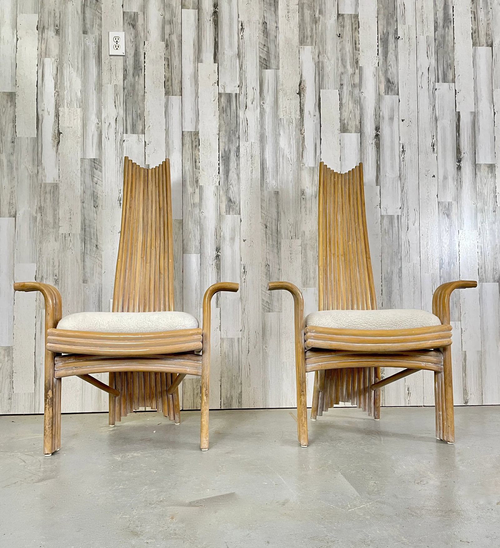 Danny Ho Fong Style Rattan Arm Chairs- a Pair - 7