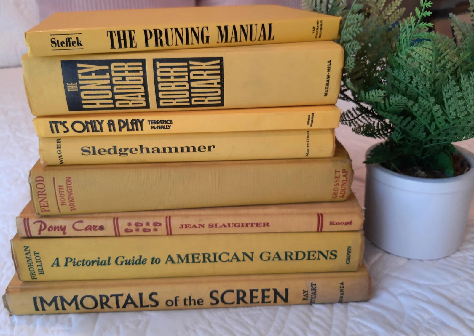 Vintage Sunny Yellow Bookstack Library Book Decorative Color - 2