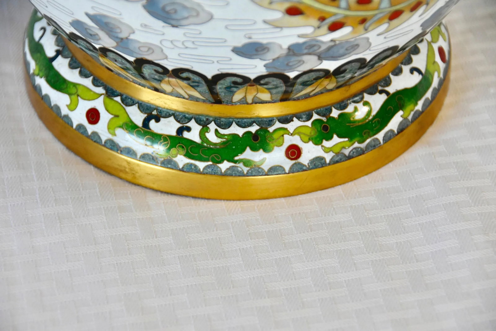 Chinese CloisonnÃ© Vase With Dragons and Phoenix Makerâ€™s Mark - 7