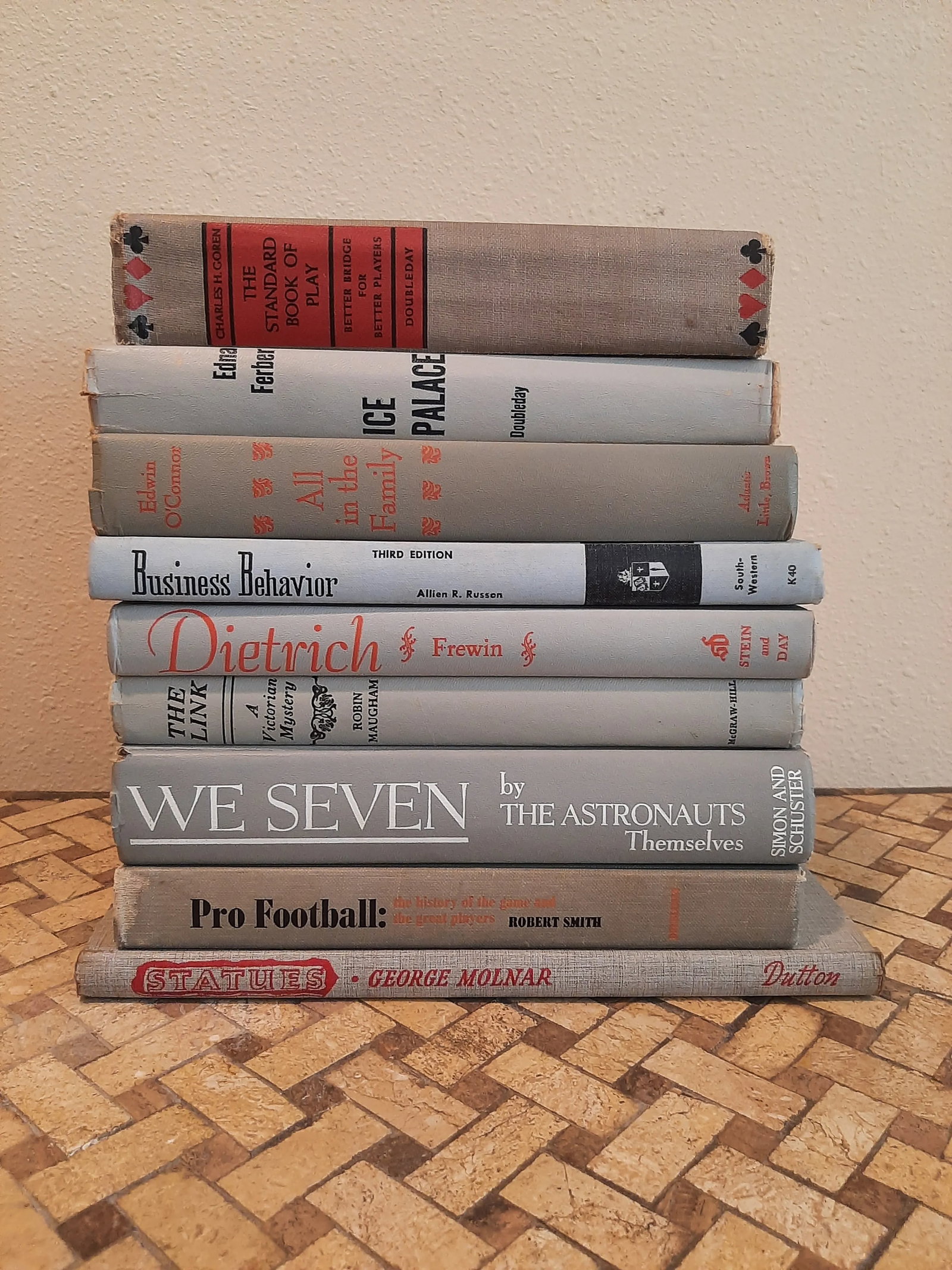 Vintage Library Hardback Book Stack Gray Red Collection - 2