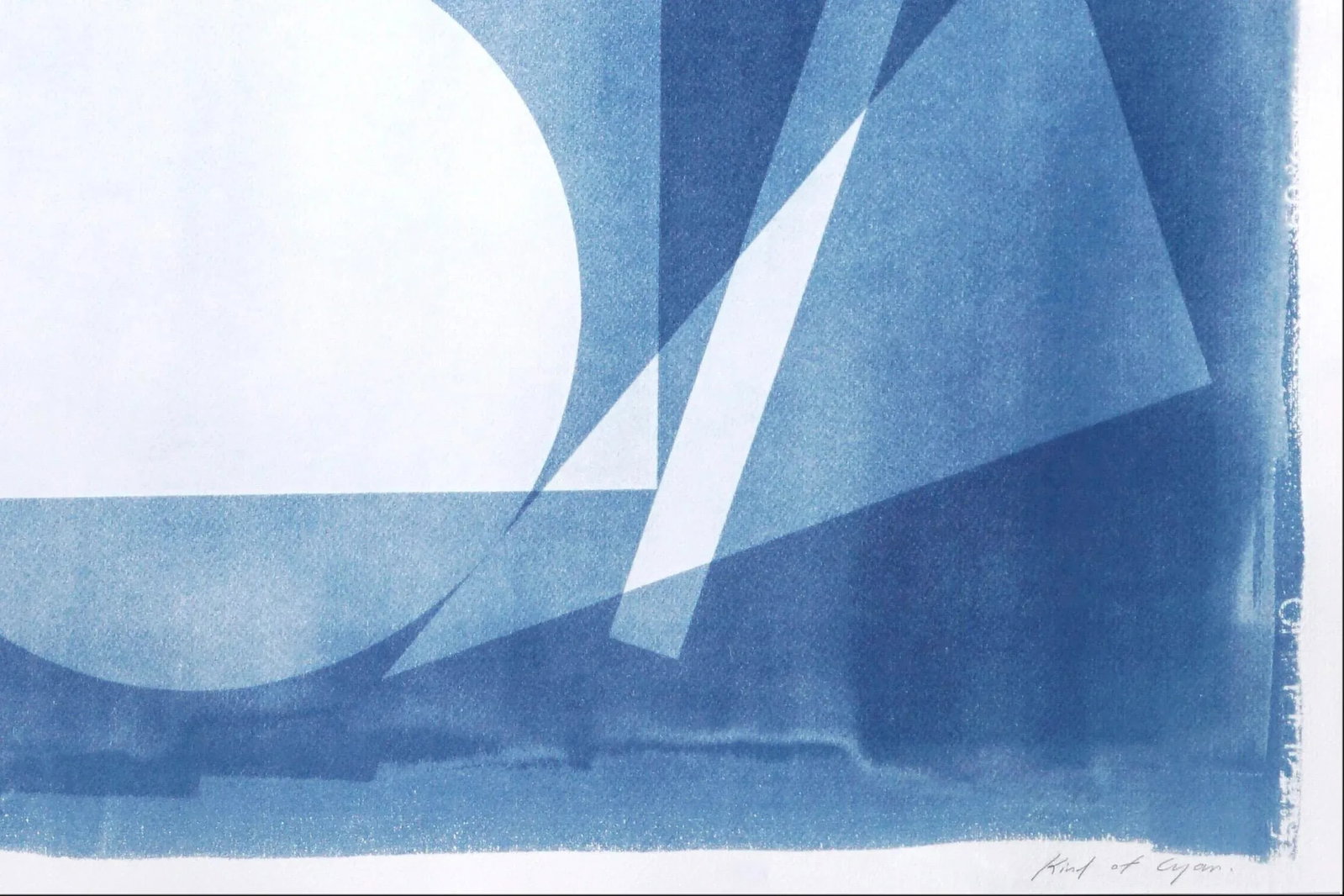 2022, Constructivist Style Monotype of "Suprematist Stack", Unique Handmade Cyanotype on Watercolor - 3