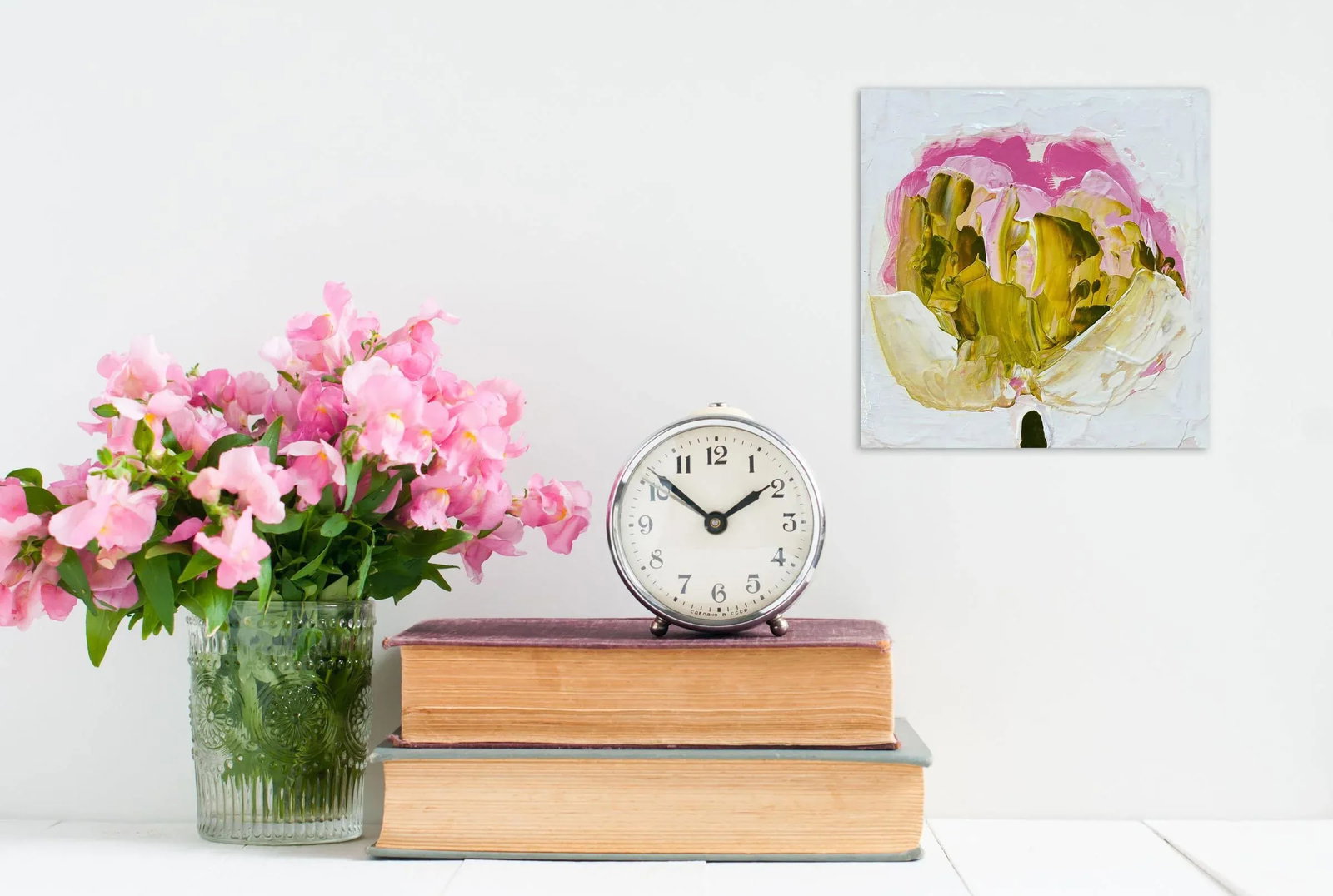 Contemporary Abstract Oil on Panel Painting "Green, Gold, Pink" by Anya Spielman - 2