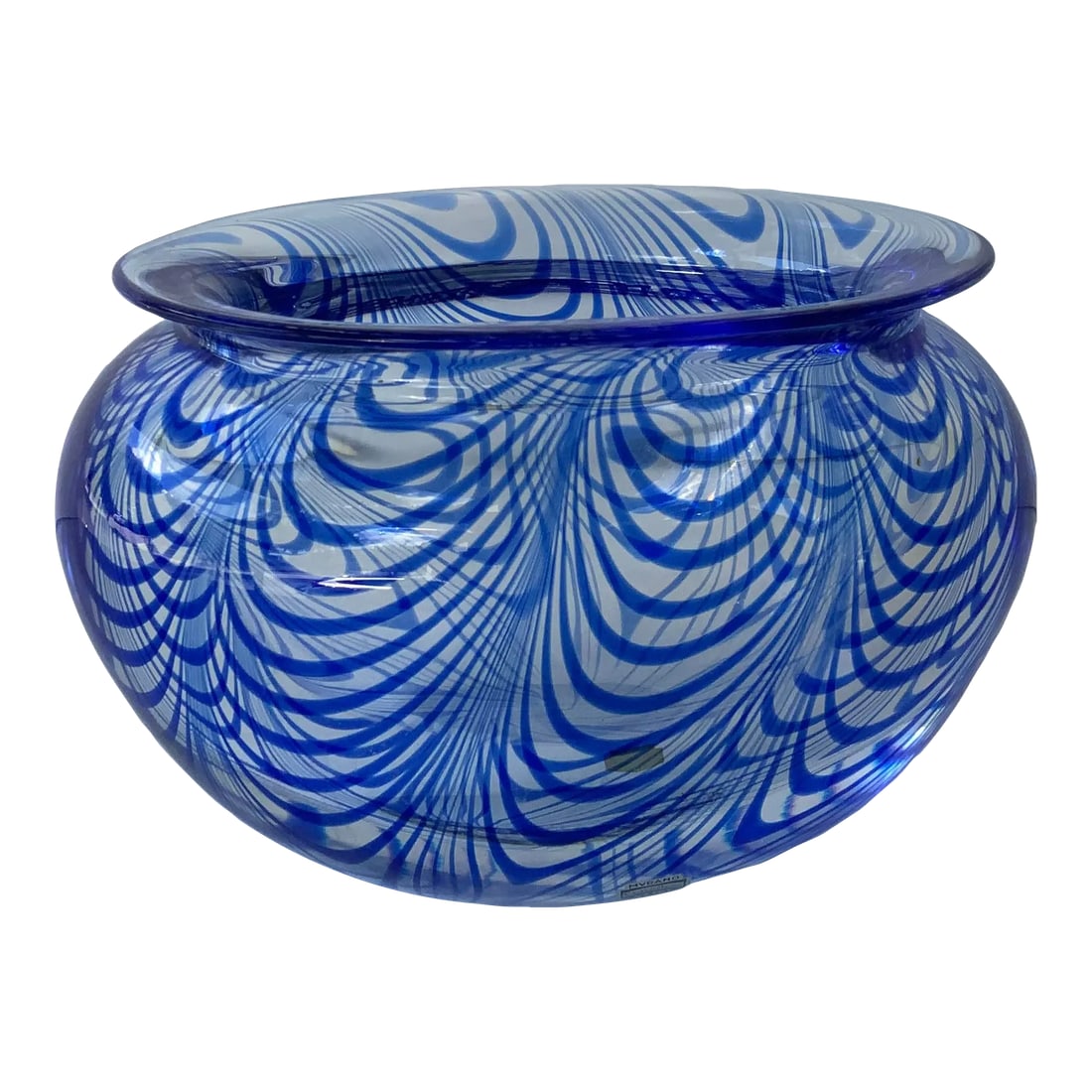 Vintage Murano Blue Swirl Cenedese Art Glass Vase: Beautiful Vintage Murano Blue Swirl Cenedese Art Glass Vase, circa 1986 Condition: Alterations: Original Condition Unaltered Imperfections: Some Imperfections Condition Notes: Some age, but no visible