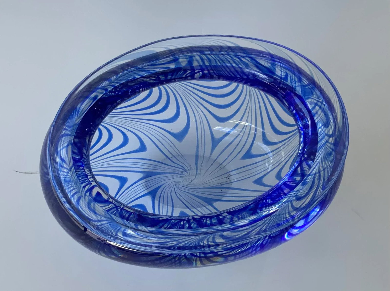 Vintage Murano Blue Swirl Cenedese Art Glass Vase - 2