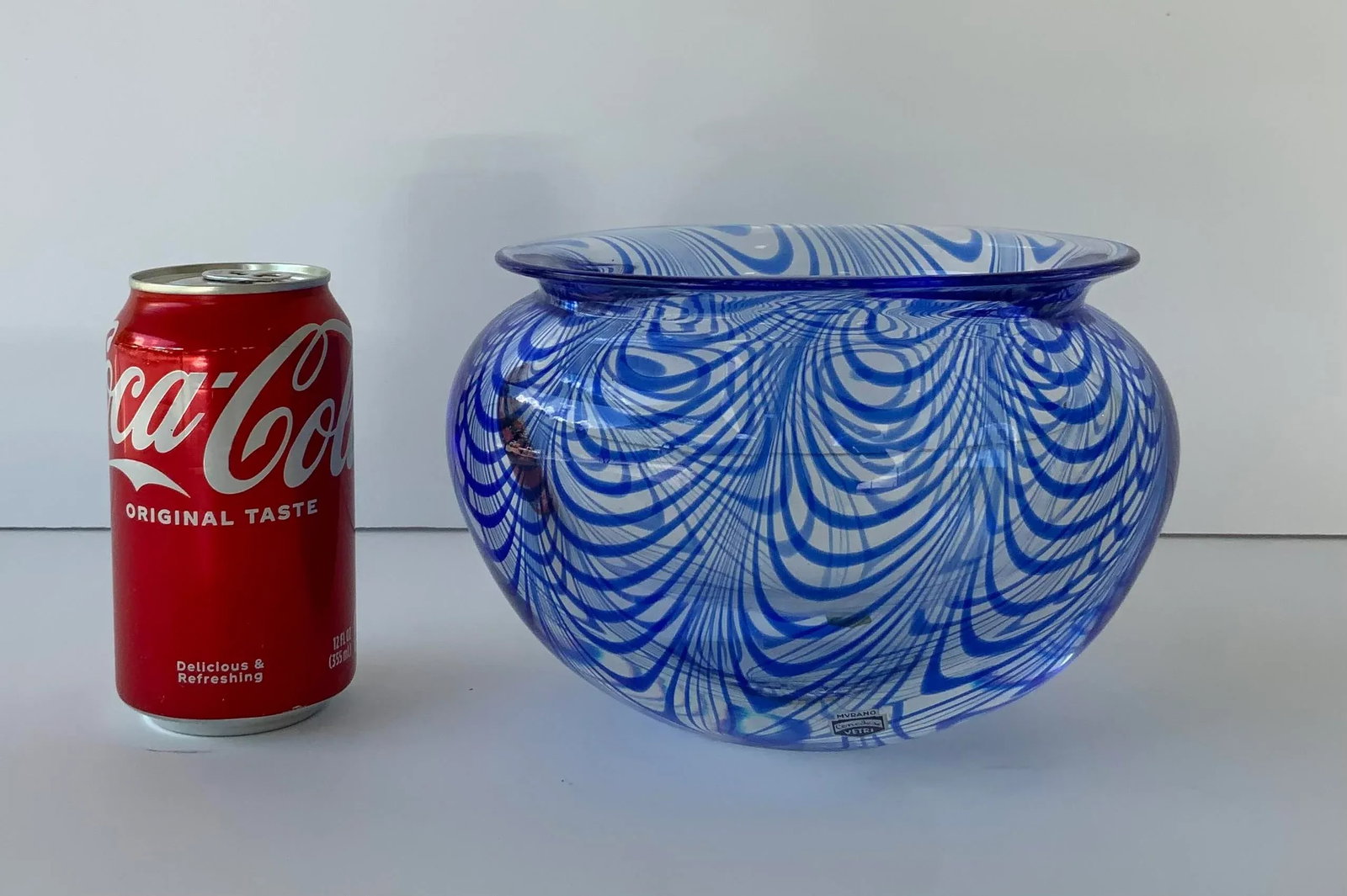 Vintage Murano Blue Swirl Cenedese Art Glass Vase - 6