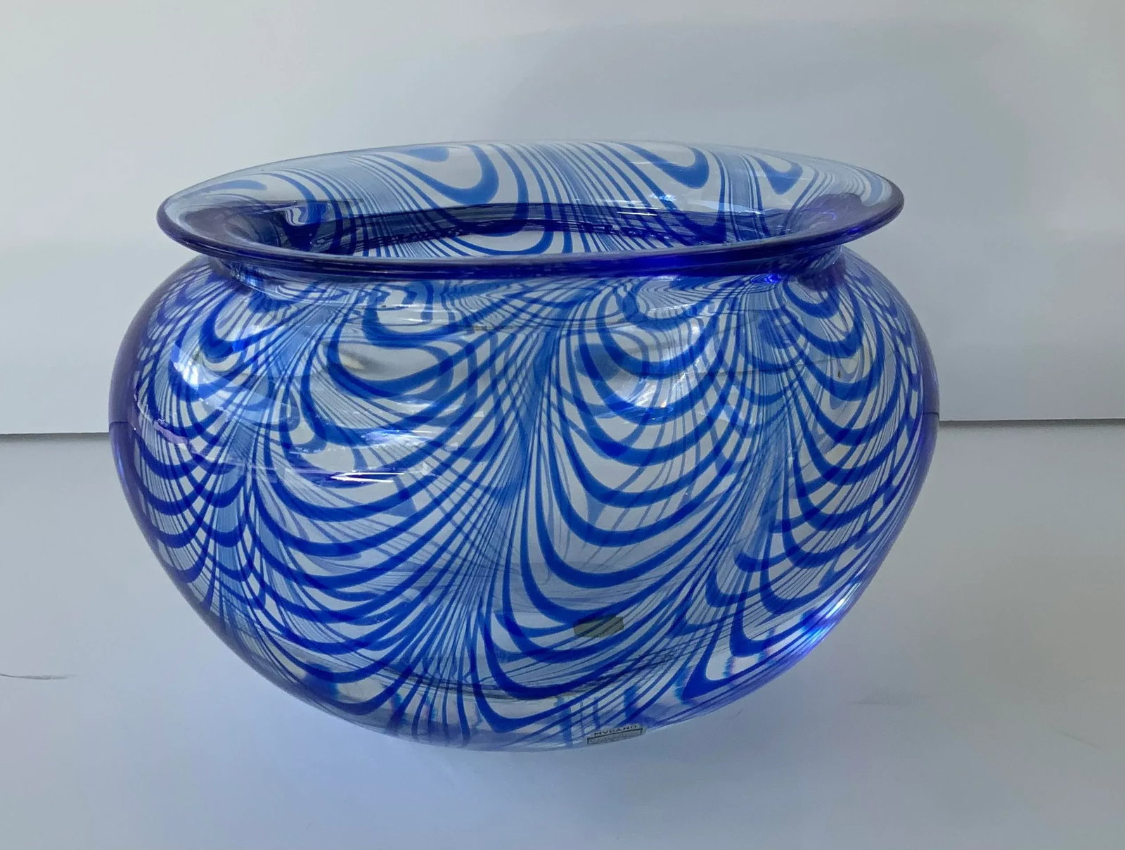 Vintage Murano Blue Swirl Cenedese Art Glass Vase - 7